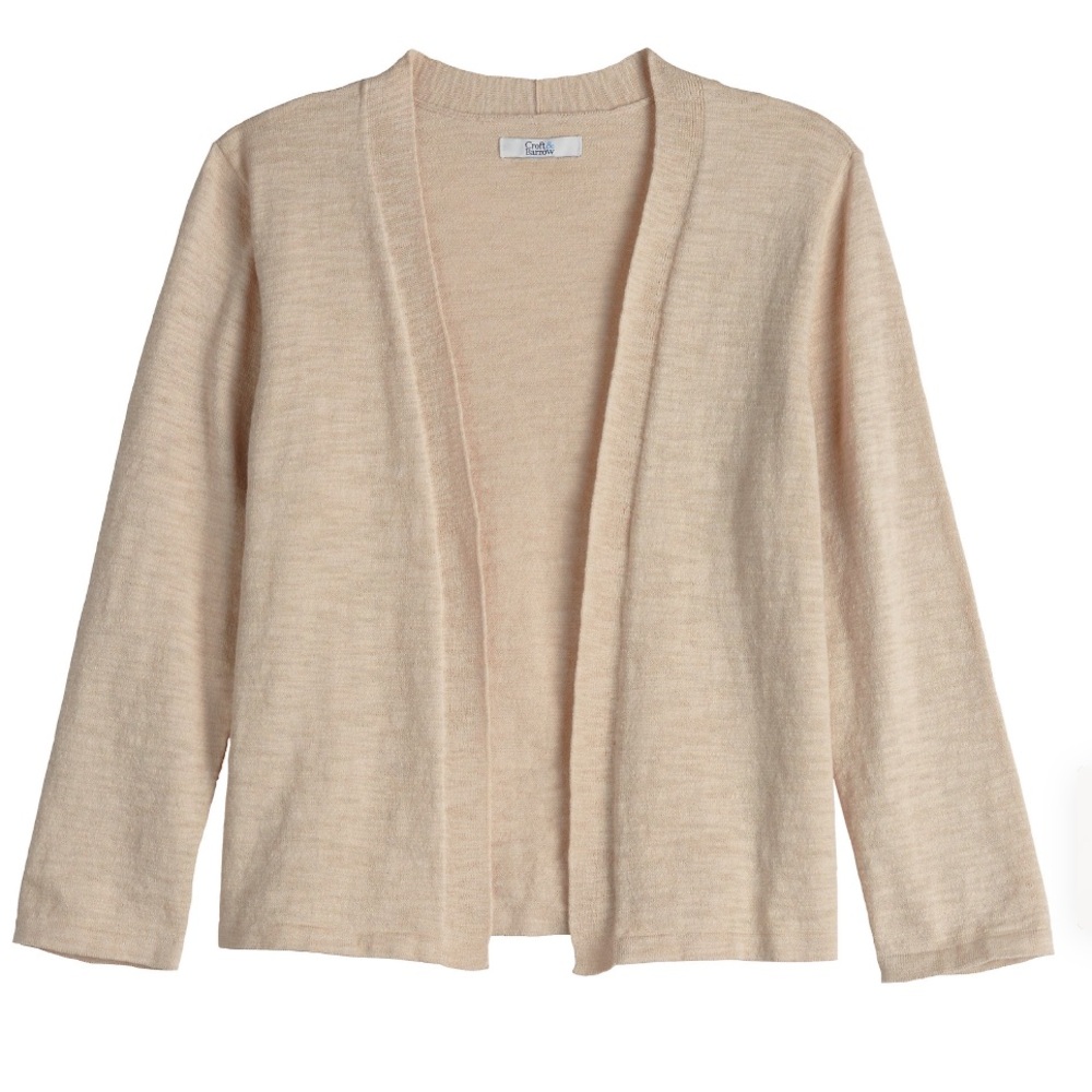 Cream Cardigan with Long Sleeves and Relaxed Fit